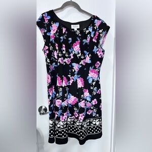 Elle women’s petite size L Black/Floral dress NWT